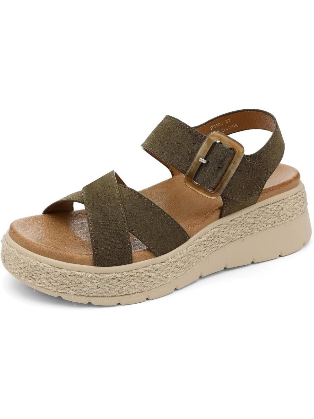 Womens Green Comfortable Solid Espadrille Low Wedge Heel Platform Sandal Shoes